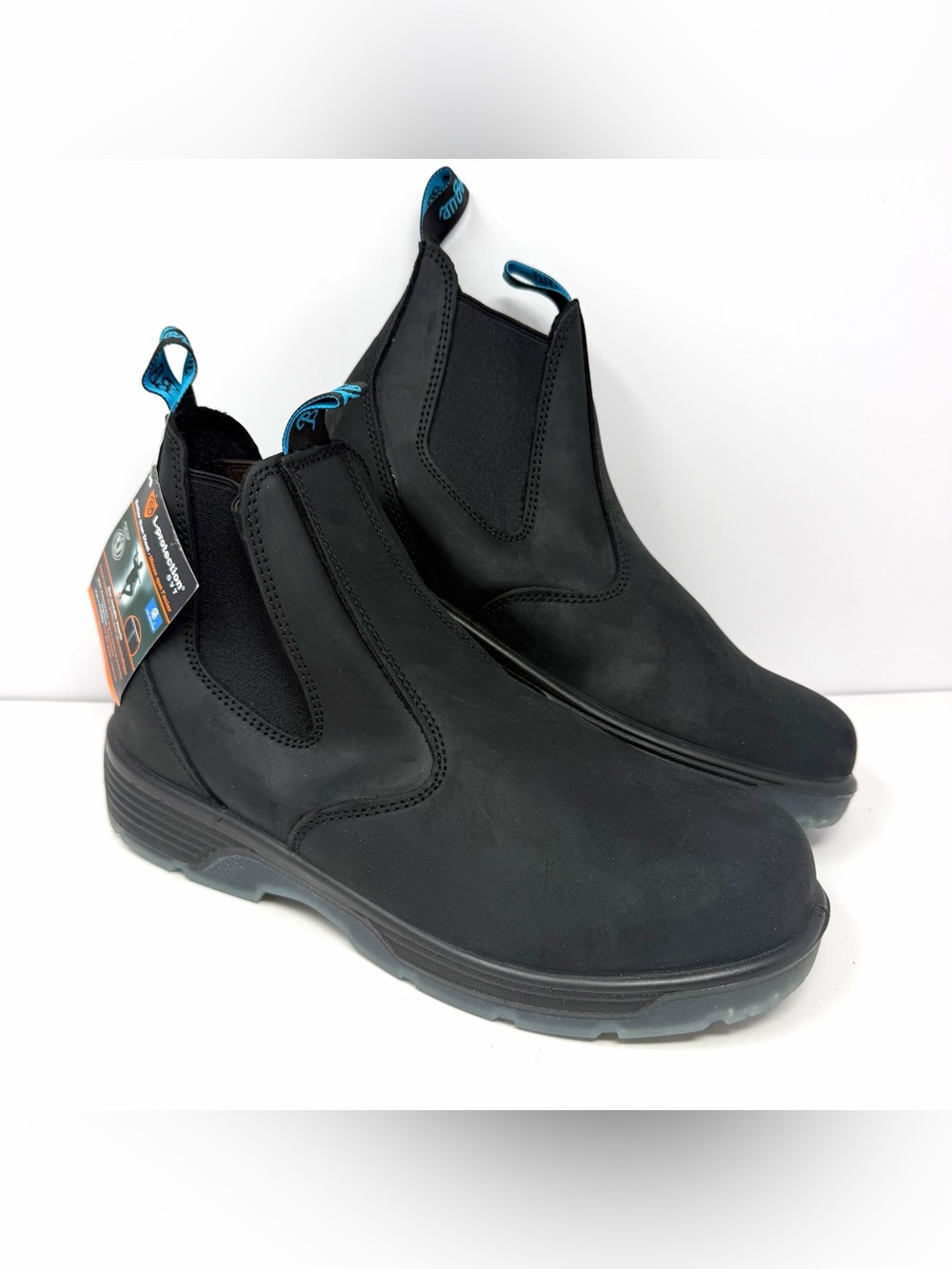 Blue Tongue Mens Redback Station Work Boots Sz 12 Composite Toe Black Nubuck NEW